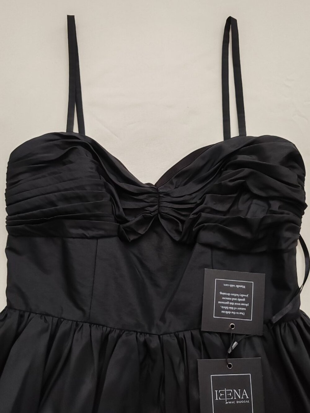 NWT IEENA for Mac Duggal Black Ruched Sweetheart Bubble Hem Mini Cocktail Dress - Picture 8 of 16